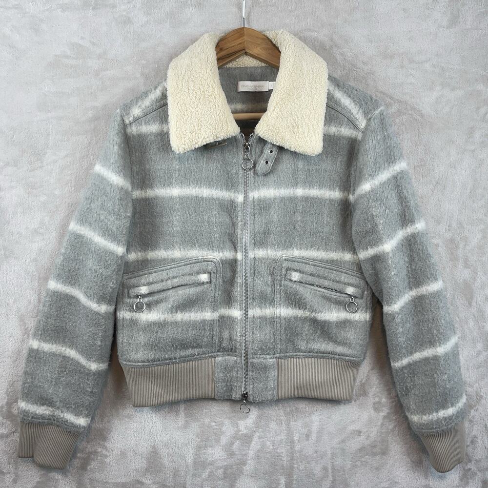 Jonathan Simkhai Standard Carlyle Brushed Wool Faux Fur Bomber Medium Poetcore